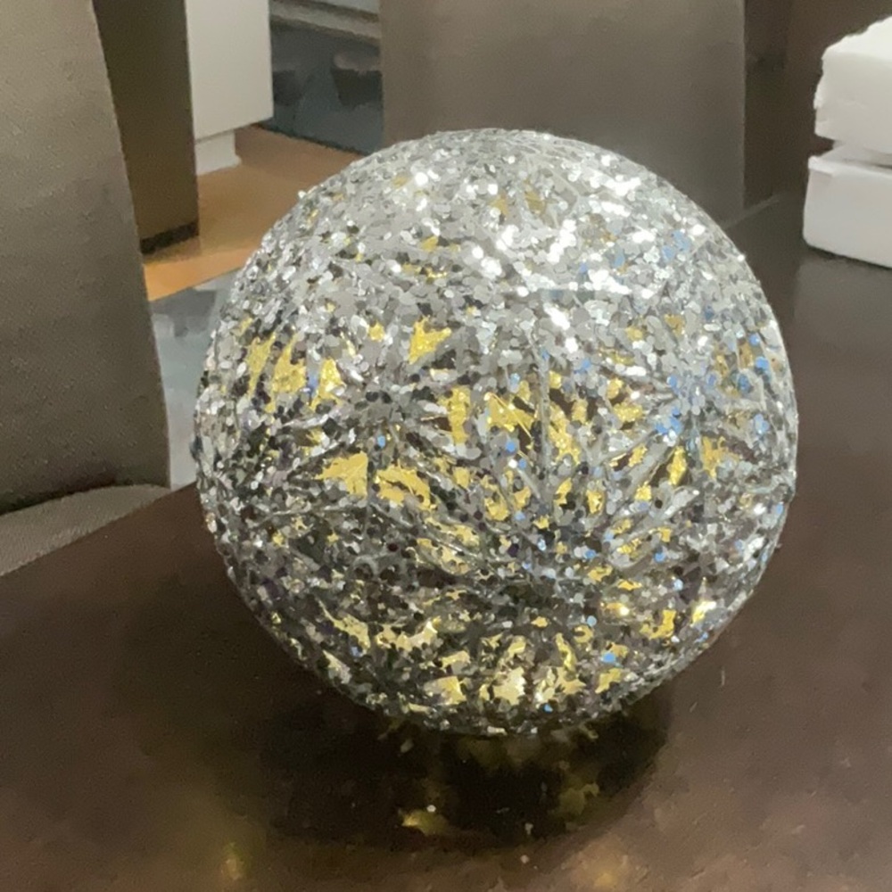 Silver Holiday Decor Sphere with Snowflake design